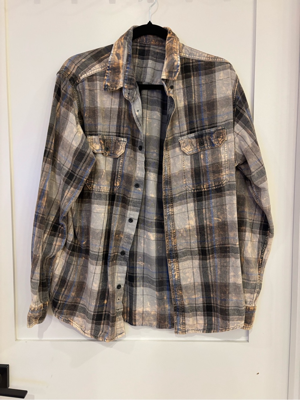 Urban Outfitters Plaid Button-Down Shirt in Gray and Brown Wash
